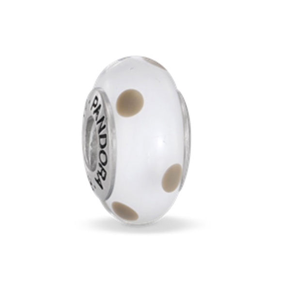 Pandora White Spotted Murano Charm - Picture 1 of 4